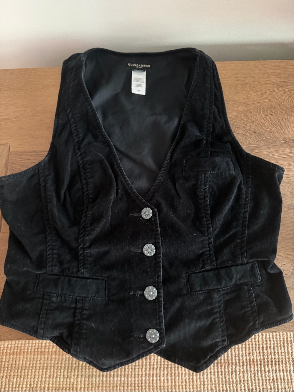 Vintage Guess? Jeans Black Corduroy Button Vest
